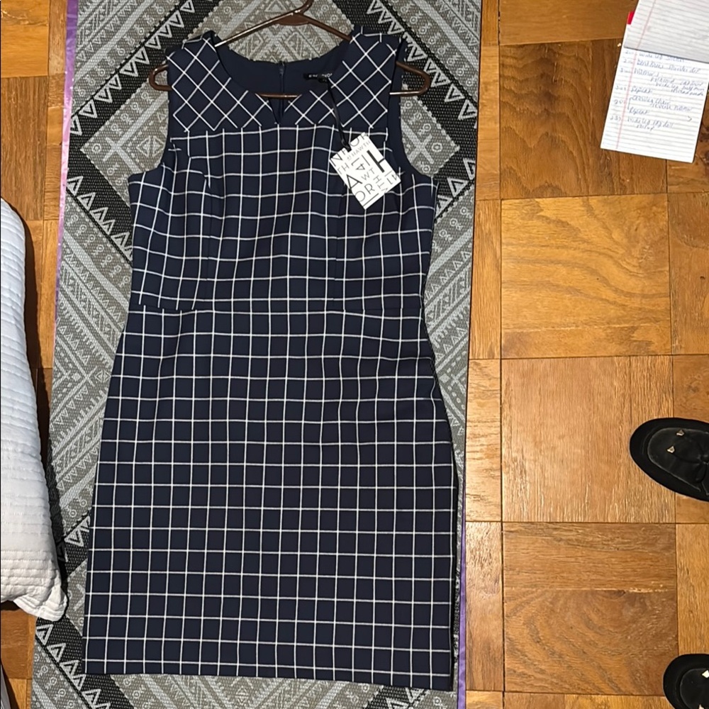 Women's Navy Grid Sheath Dress - Brand: White House Black Market
